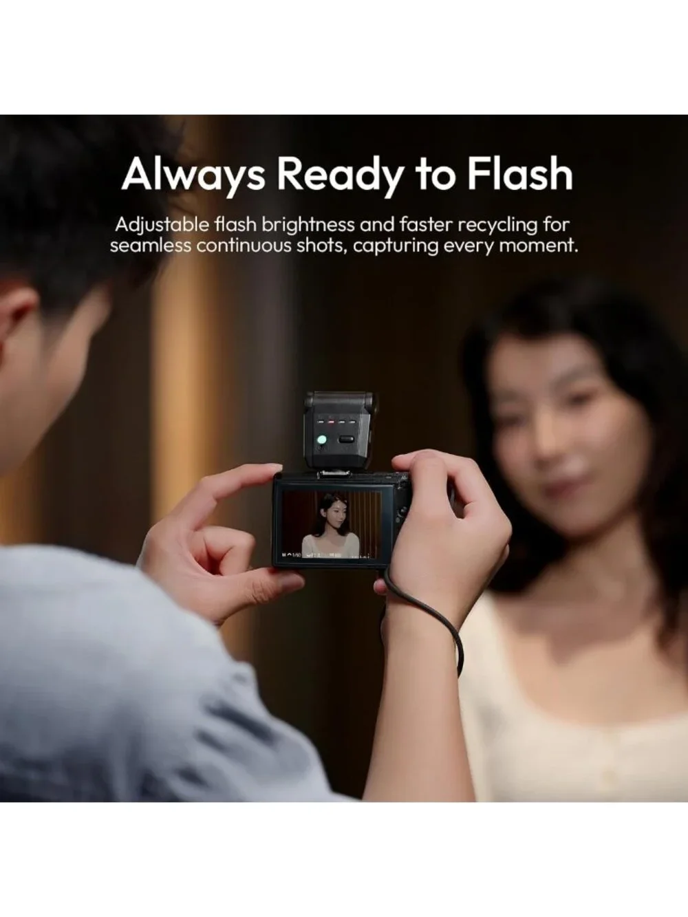 Mini Flash Speedlite & Video Light for DSLR Cameras - GN8, 6500K, Adjustable